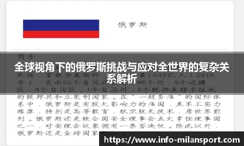 全球视角下的俄罗斯挑战与应对全世界的复杂关系解析